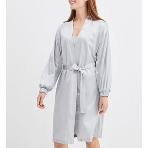 NWT TALBOTS Luxury Silk Robe XS Puff Sleeve Sleepwear